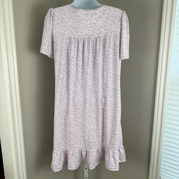 Eileen West Nightgown Pink Lavender Floral Lace Short Sleeve Sleep Dress Small - Picture 5 of 9
